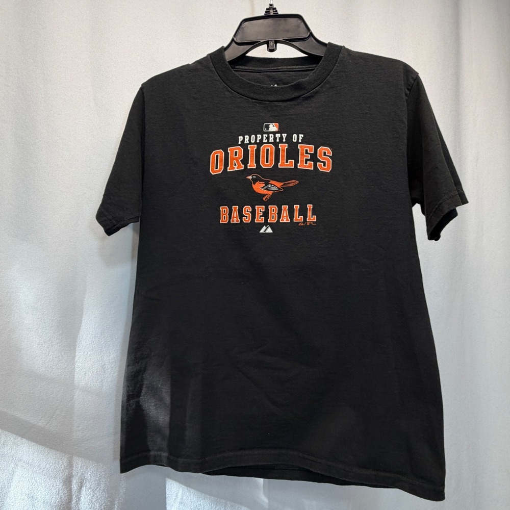 Baltimore Orioles Baseball T-Shirt Tee Kids Youth Large Black MLB‎ Majestic